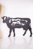 Black Laser Cut Metal Cow with Farm Truck Scene