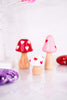 Wooden Heart Pattern Mushrooms (Set Of Three)