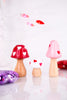 Wooden Heart Pattern Mushrooms (Set Of Three)