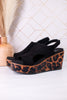 Black Faux Suede Freddie Wedge Sandals