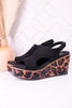 Black Faux Suede Freddie Wedge Sandals