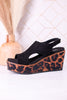 Black Faux Suede Freddie Wedge Sandals