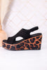 Black Faux Suede Freddie Wedge Sandals