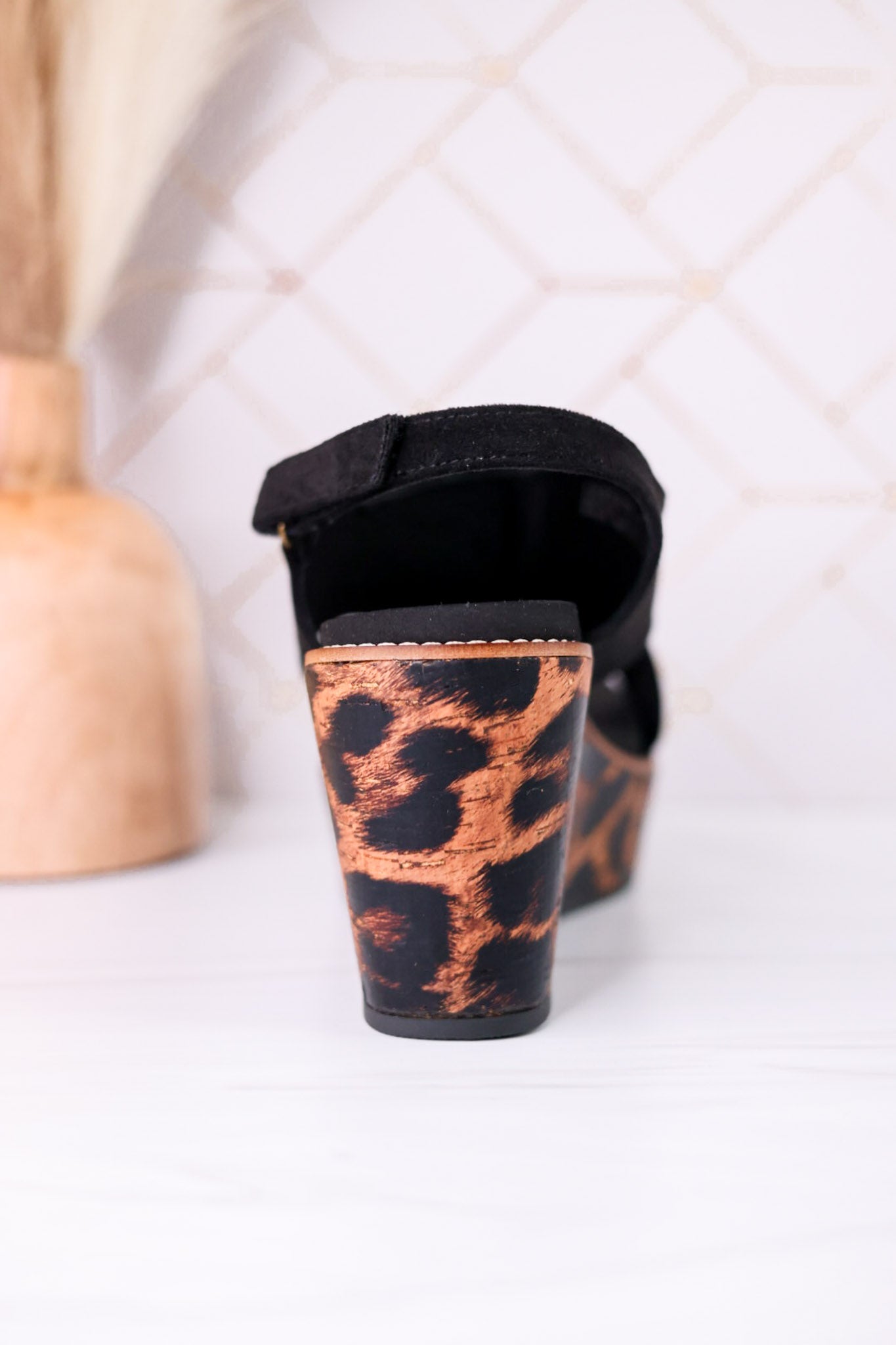Black Faux Suede Freddie Wedge Sandals