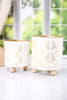 White and Gold Shell Patterned Metal Containers (2 Sizes)