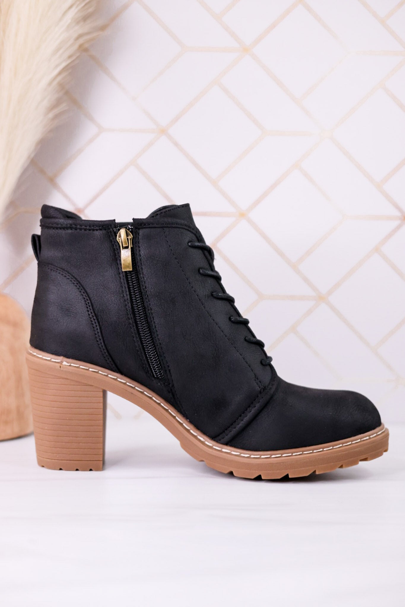 Broomstick Black Heeled Booties