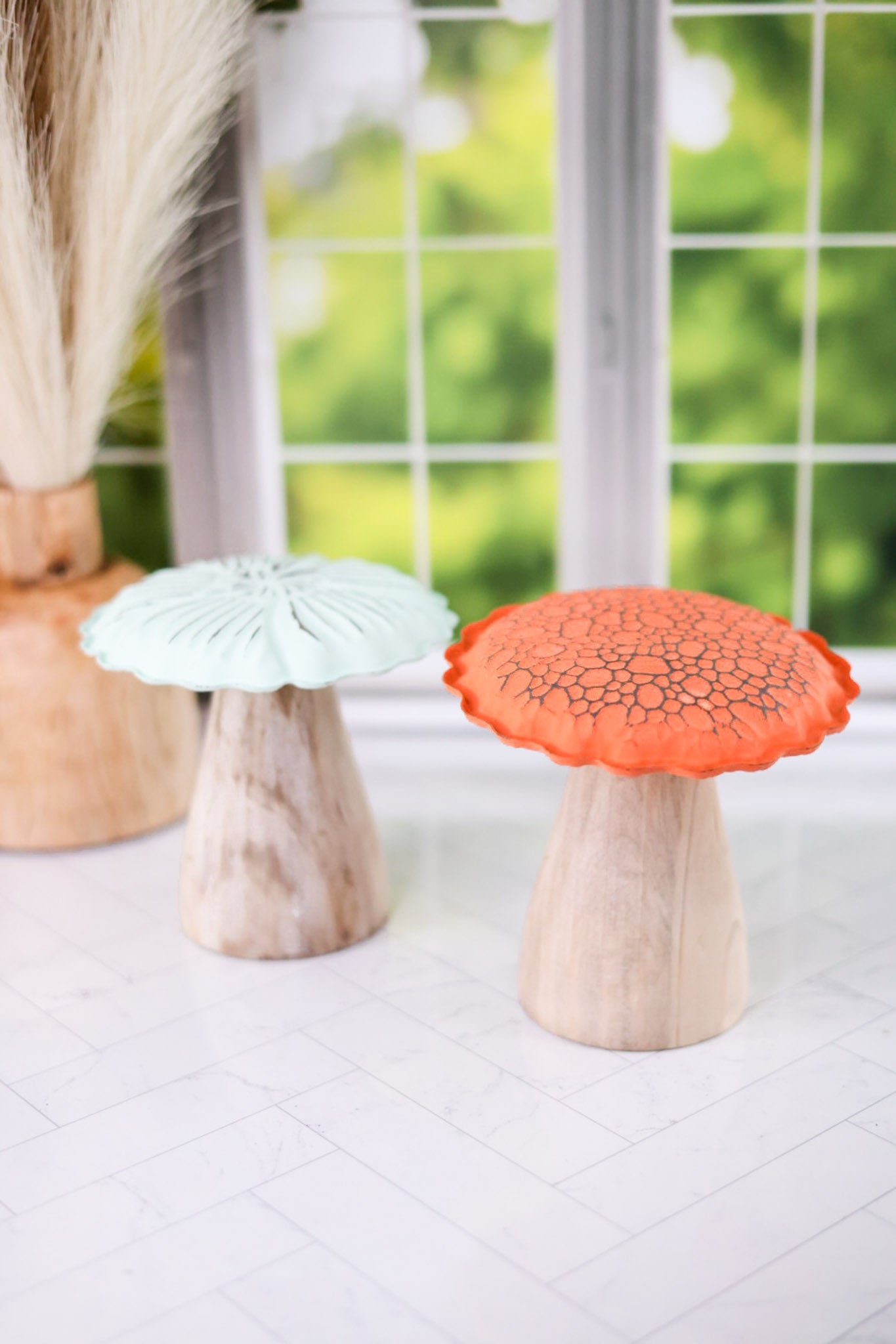 Wood and Metal Standing Mushroom (2 Colors)