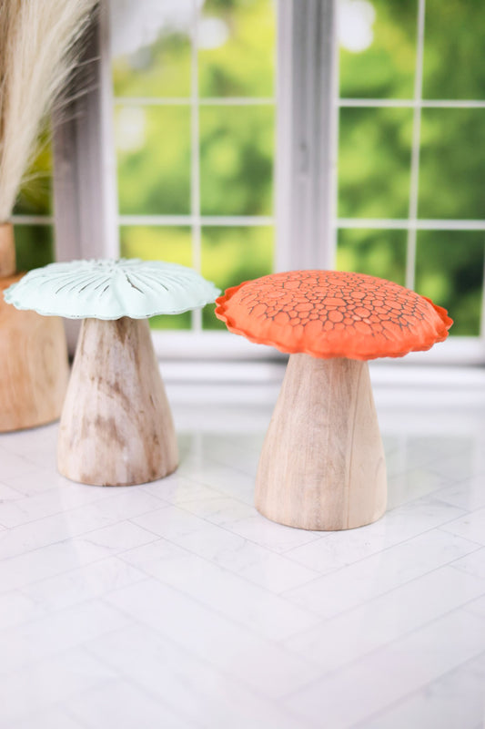 Wood and Metal Standing Mushroom (2 Colors)