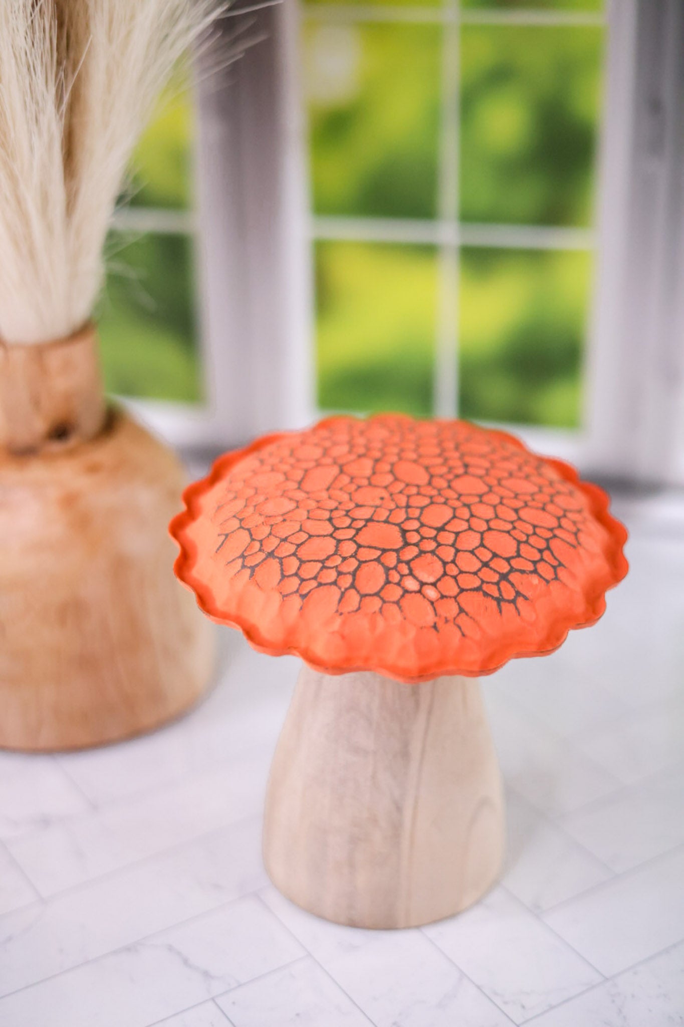 Wood and Metal Standing Mushroom (2 Colors)