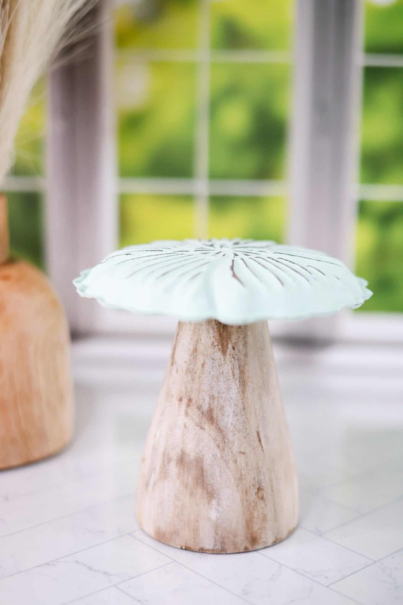 Wood and Metal Standing Mushroom (2 Colors)