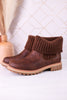 Quiver Brown Ankle Booties With Sweater Cuff