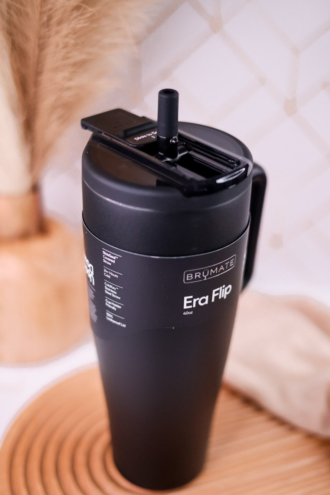 Brumate Matte Black 40oz Era Flip Tumbler