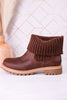 Quiver Brown Ankle Booties With Sweater Cuff