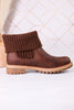 Quiver Brown Ankle Booties With Sweater Cuff