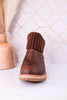 Quiver Brown Ankle Booties With Sweater Cuff