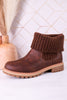 Quiver Brown Ankle Booties With Sweater Cuff