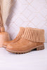 Quiver Ankle Booties With Sweater Cuff In Caramel
