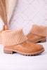 Quiver Ankle Booties With Sweater Cuff In Caramel