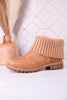Quiver Ankle Booties With Sweater Cuff In Caramel