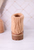 Quiver Ankle Booties With Sweater Cuff In Caramel