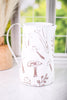 White Embossed Metal Pitcher with Mushroom Design