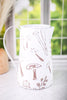 White Embossed Metal Pitcher with Mushroom Design