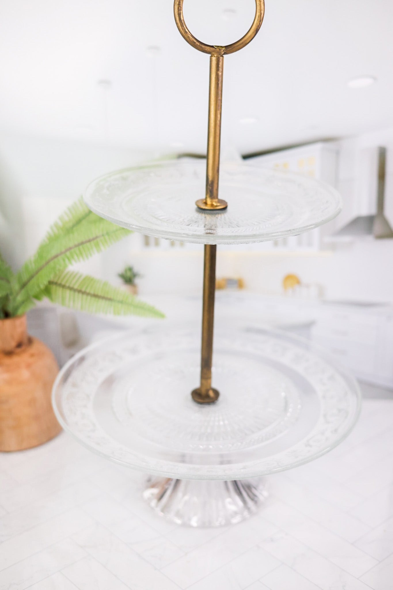 Embossed Two-Tiered Tea Service Stand