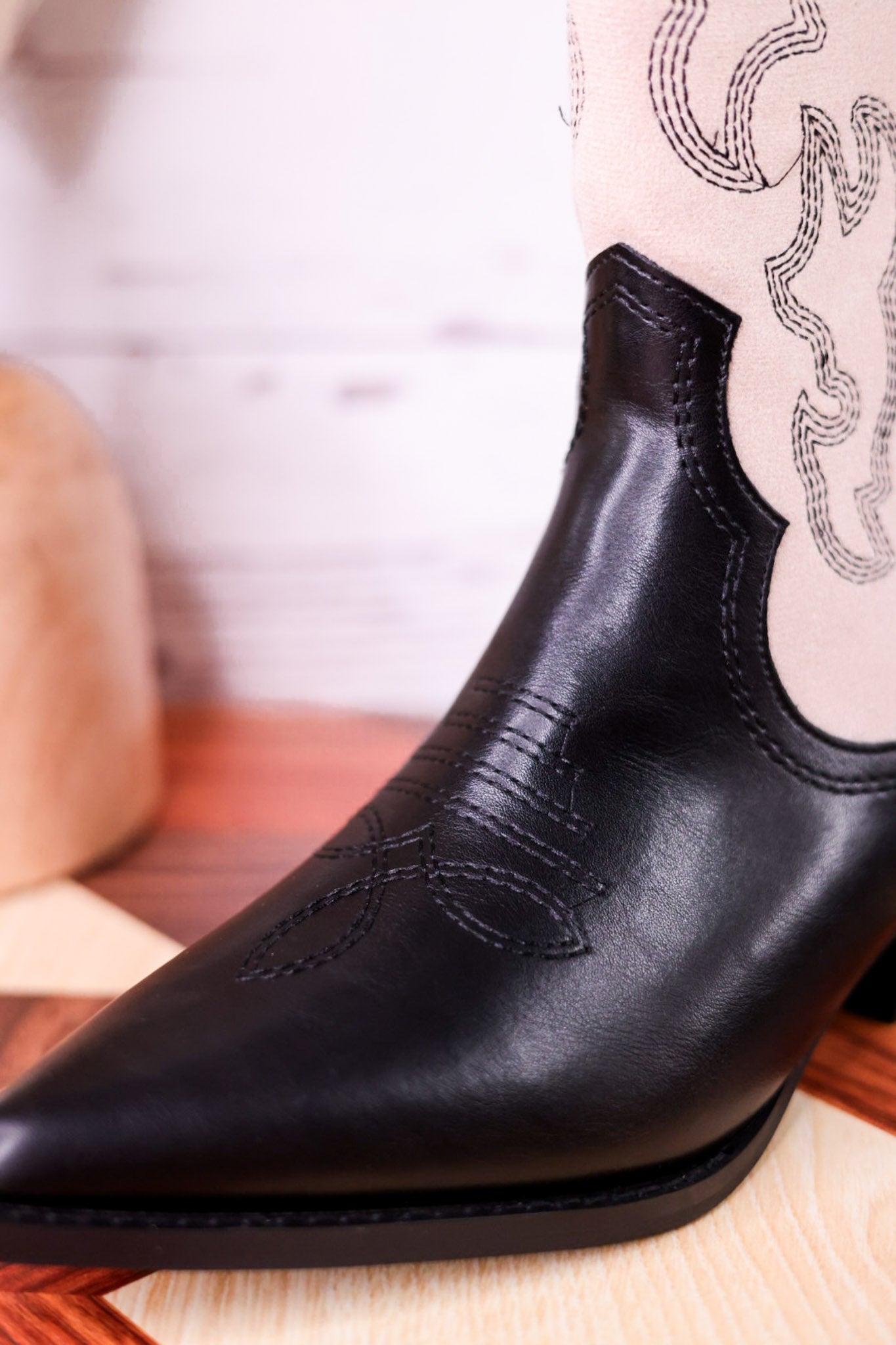 Somebody's Problem Cowboy Boots In Black & Ivory