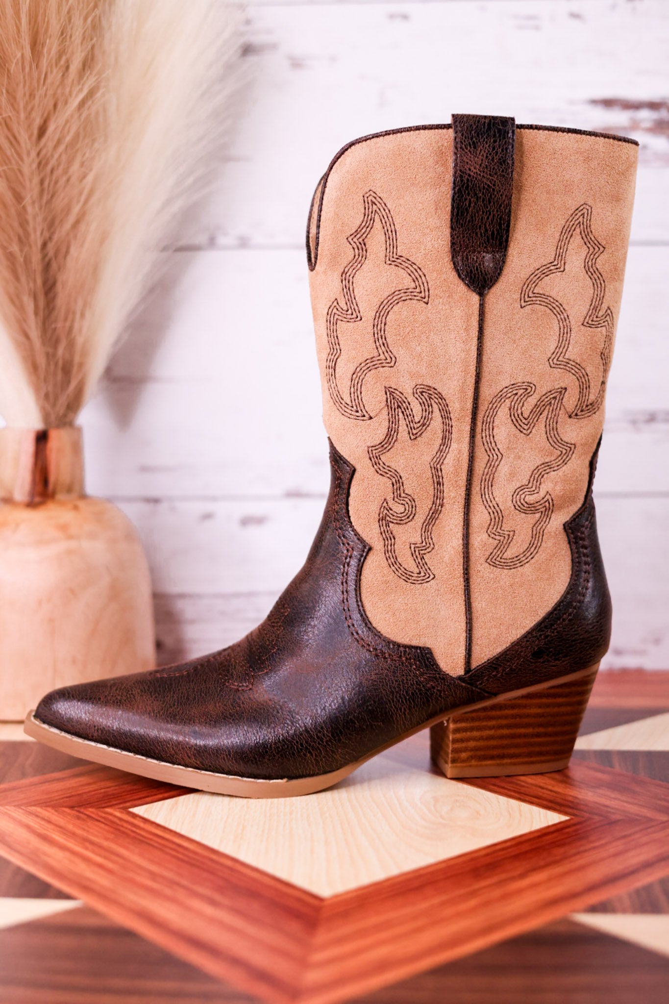 Somebody's Problem Espresso And Sand Cowboy Boots
