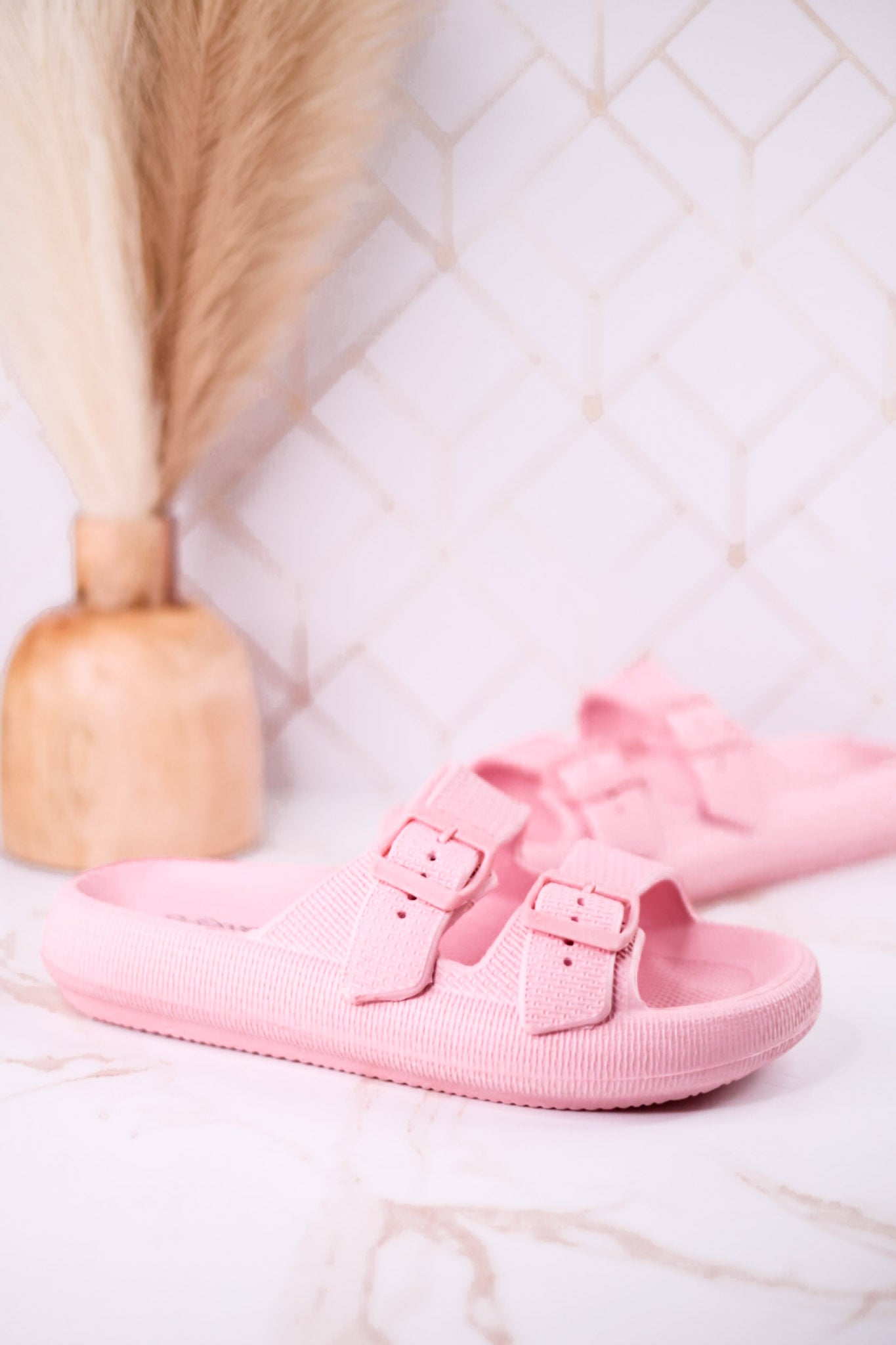 Light Pink Cushioned Waterproof Slides