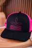 Black & Pink Bootstitch Licensed Wrangler Trucker Hat