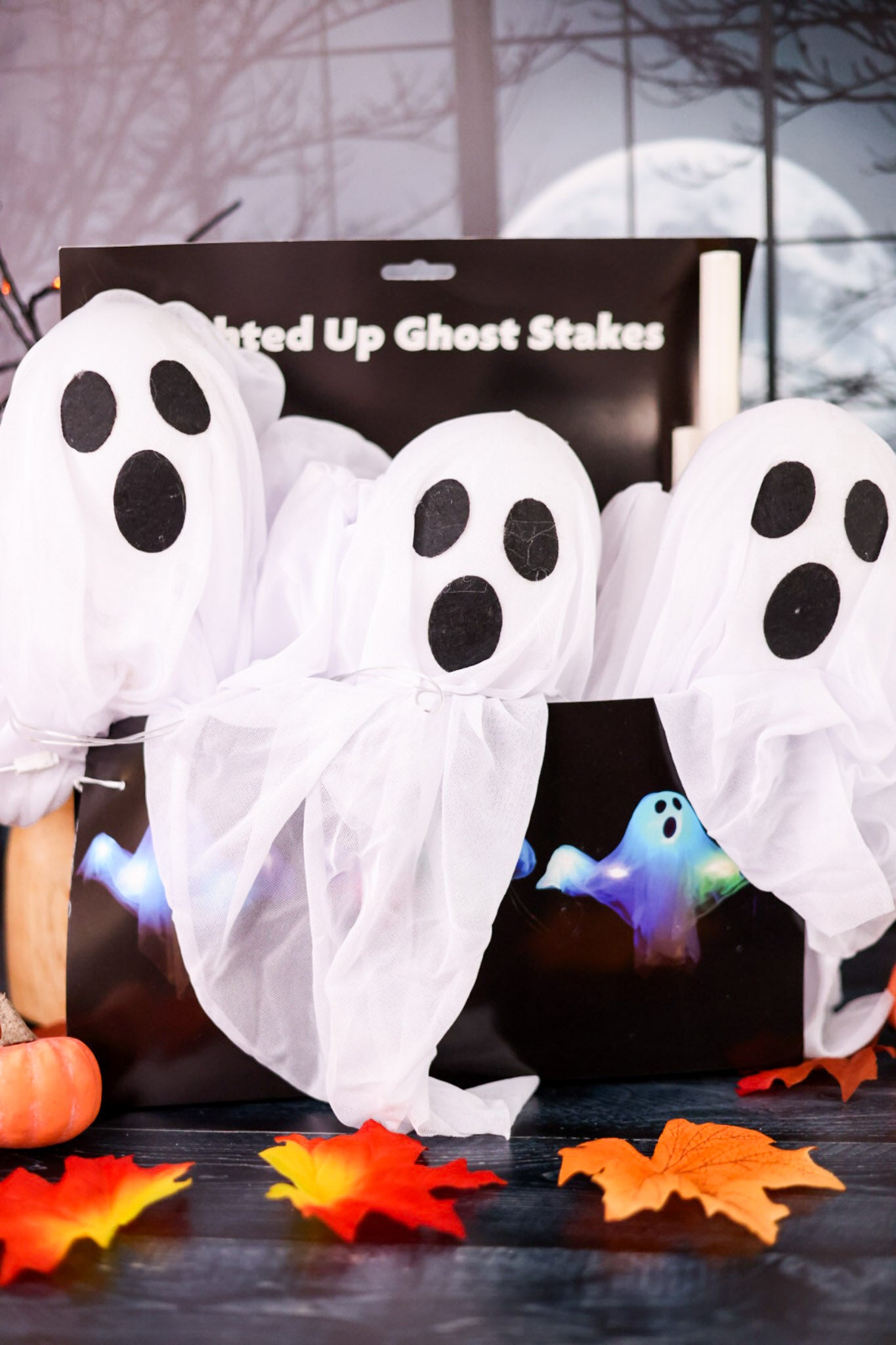 Set of 3 LED Ghost Lawn Stakes