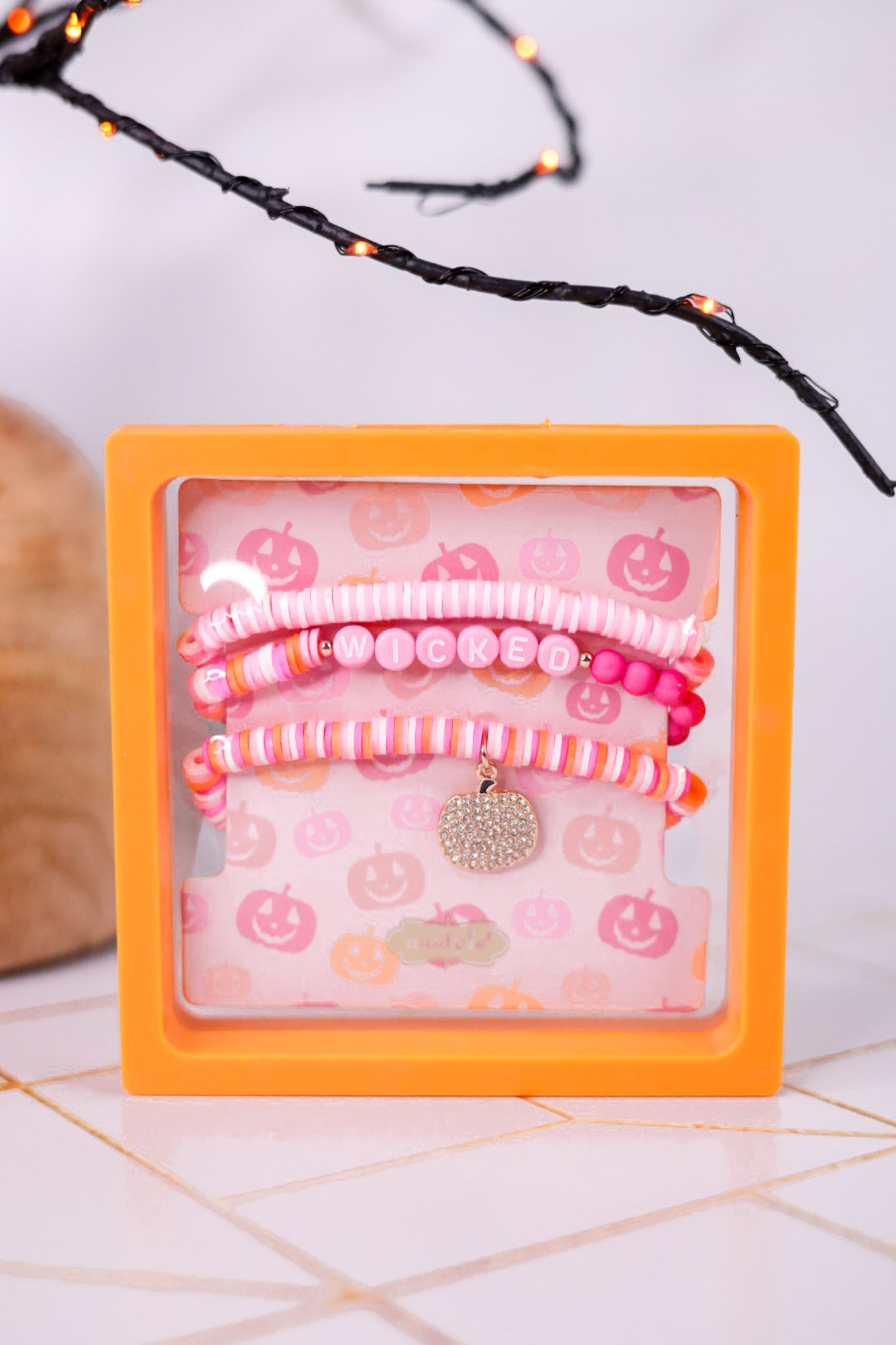 Wicked Halloween Bracelet Set Of Three W/ Pumpkin Charm