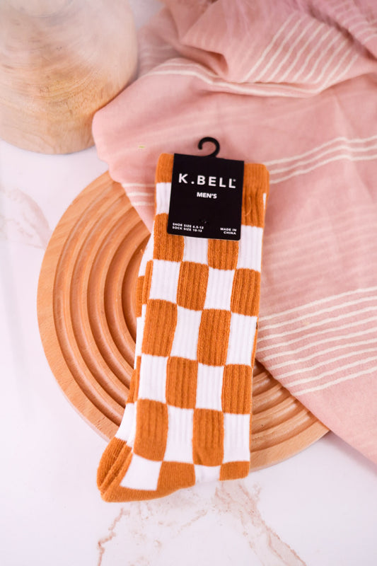Marigold & White Checkered Socks