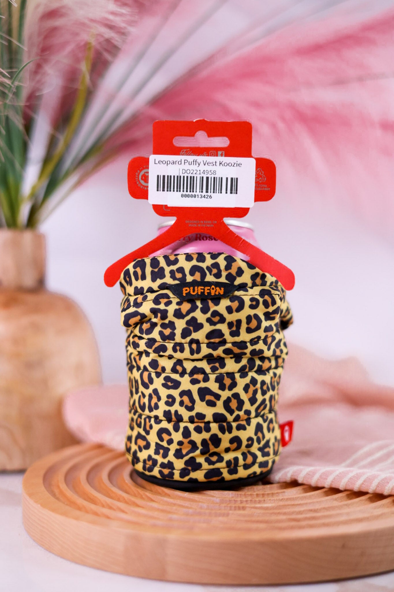 Leopard Puffy Vest Koozie