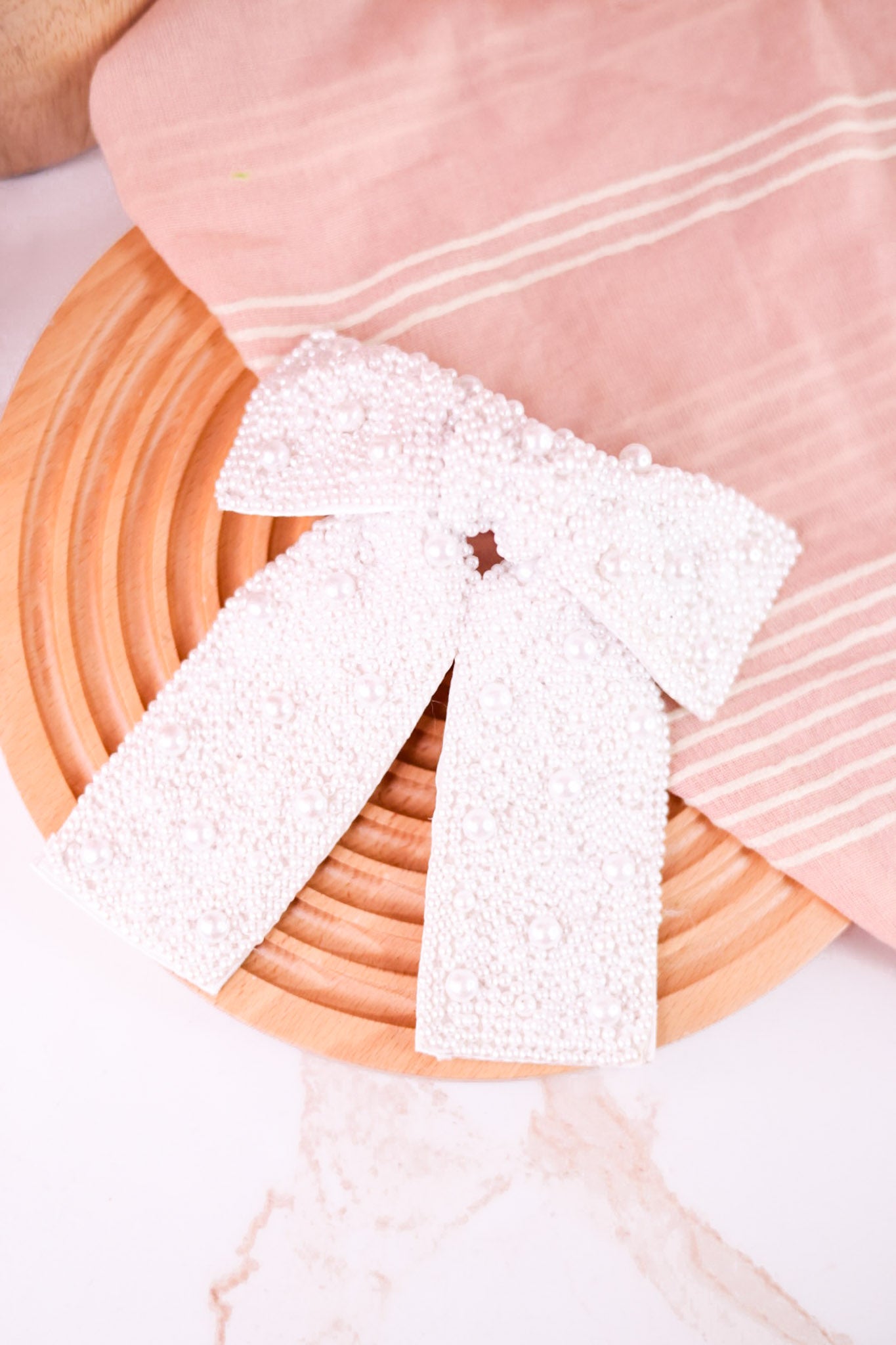 Pearl Beaded Bow Hair Clip