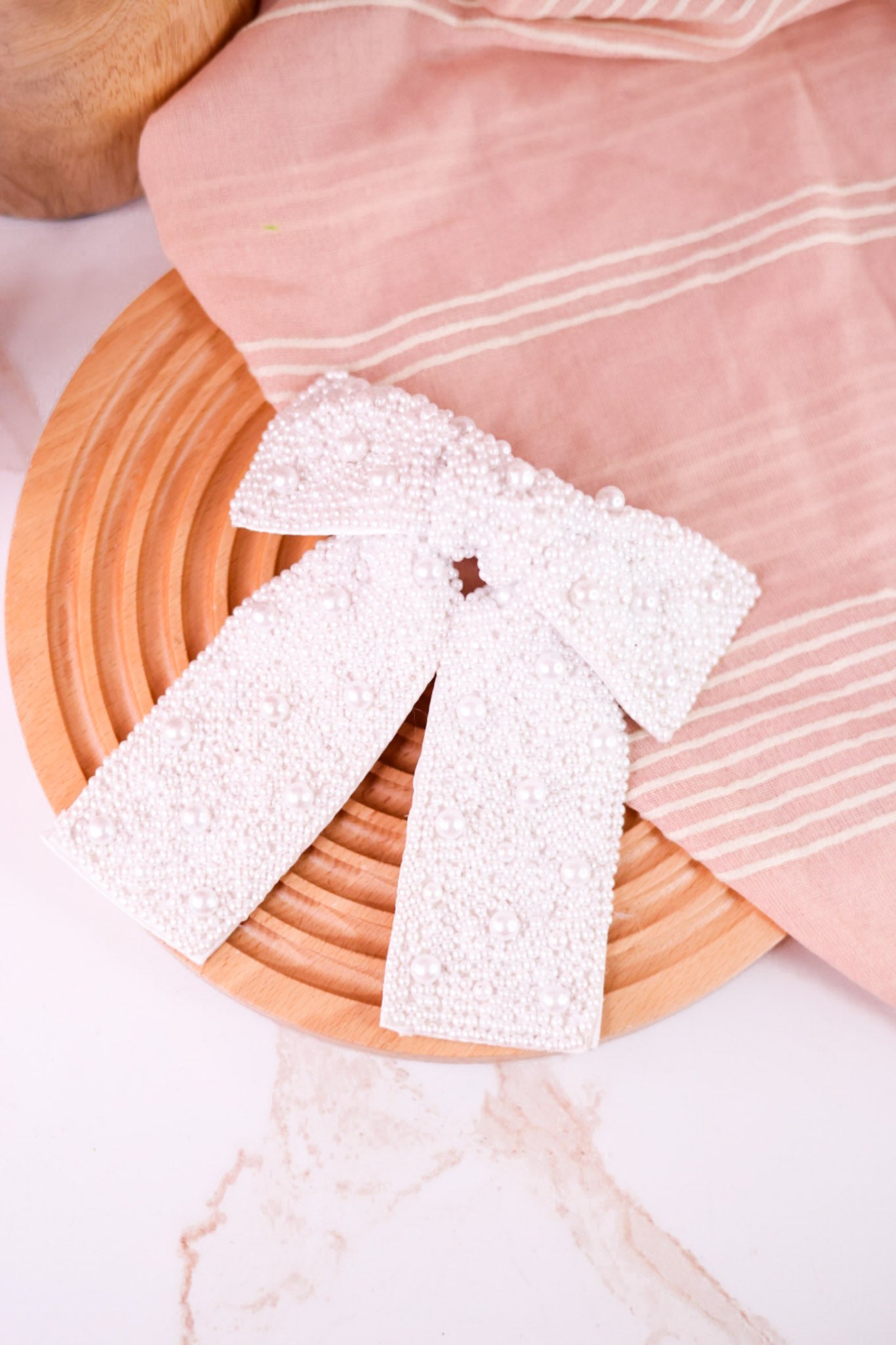 Pearl Beaded Bow Hair Clip