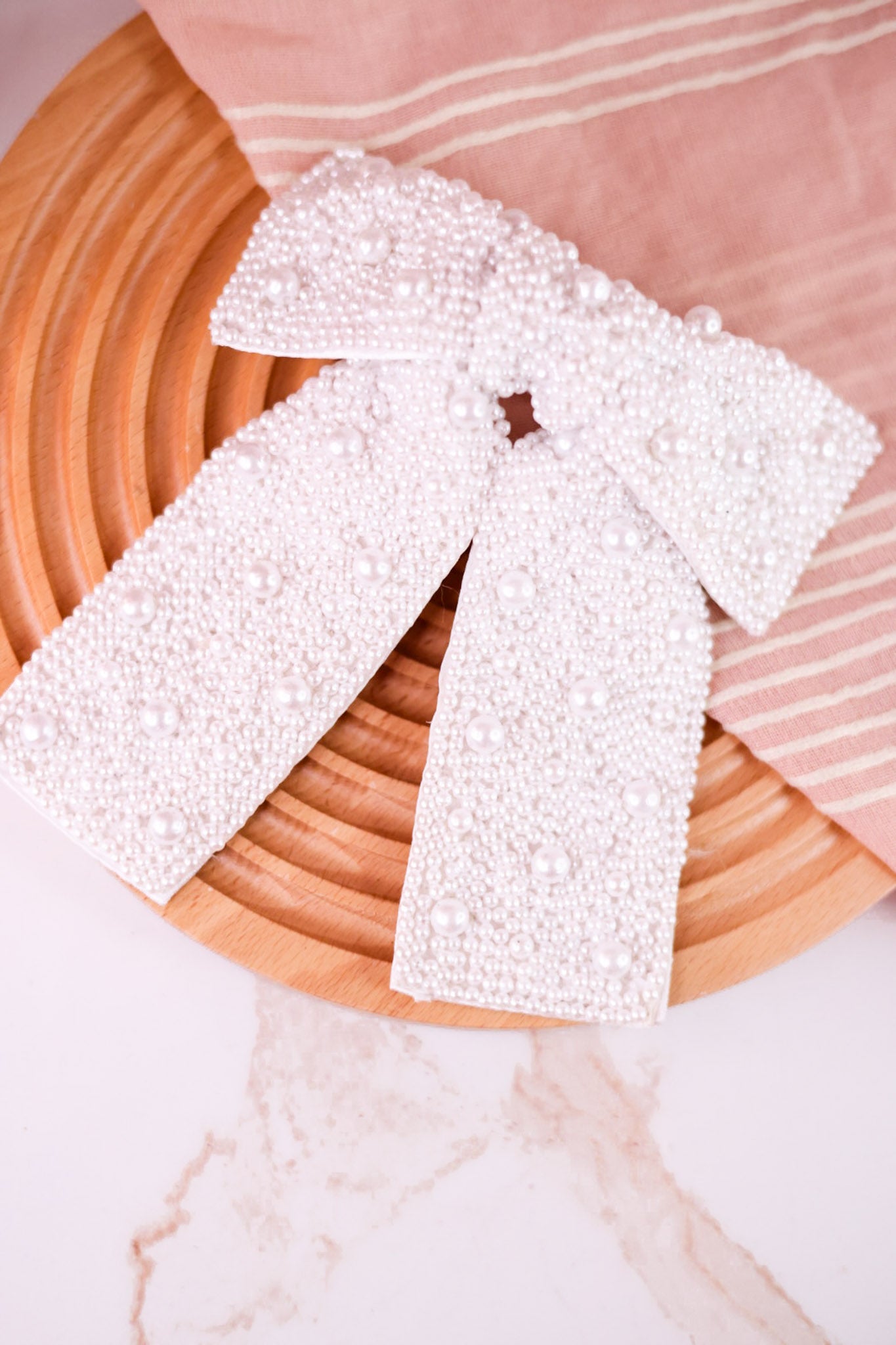Pearl Beaded Bow Hair Clip