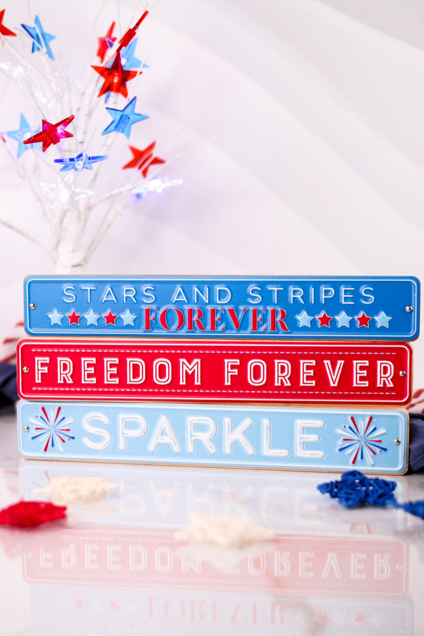 Wood and Enamel Patriotic Word Blocks