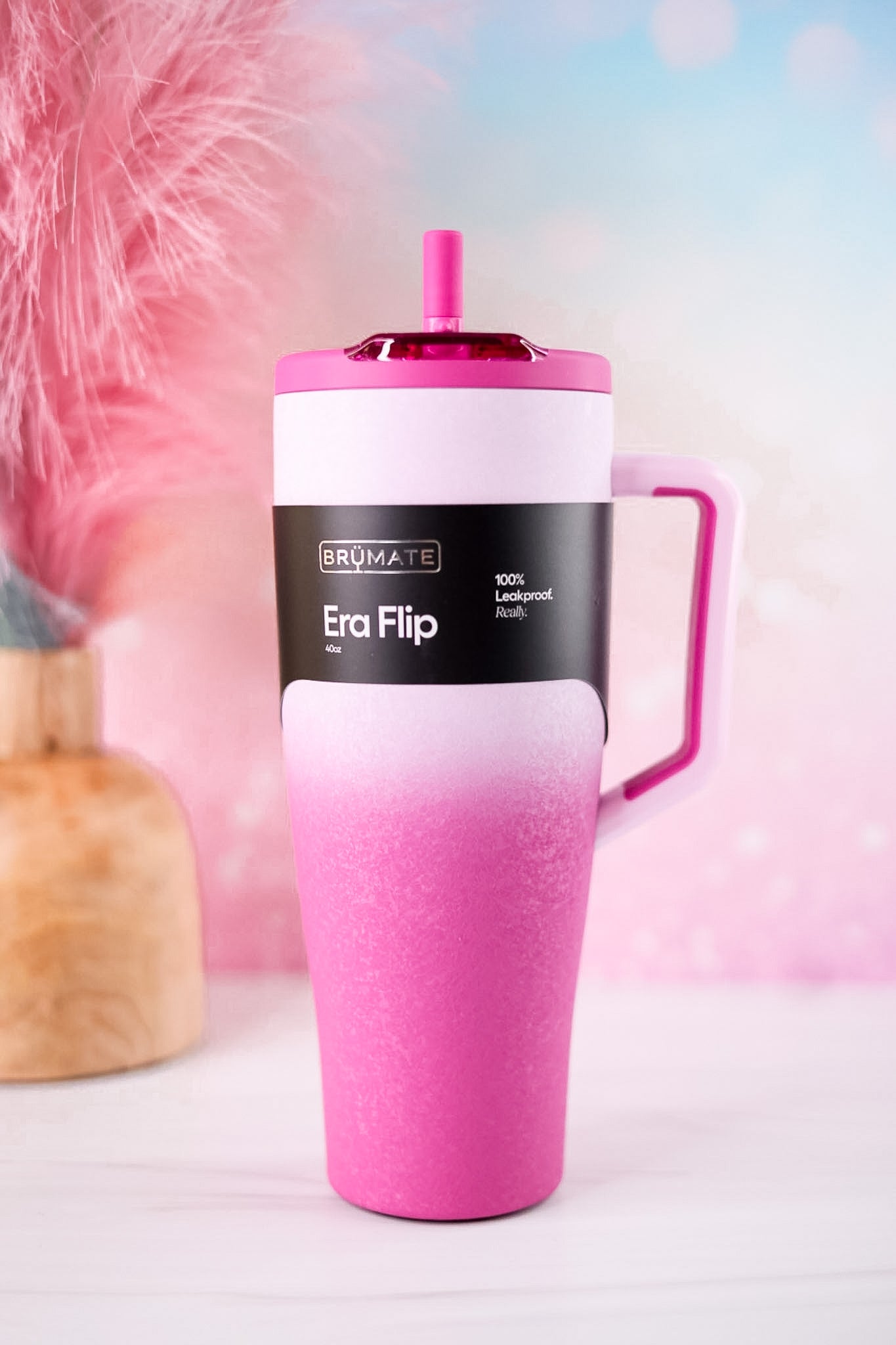 Brumate Frosted Rose 40oz Era Flip Tumbler