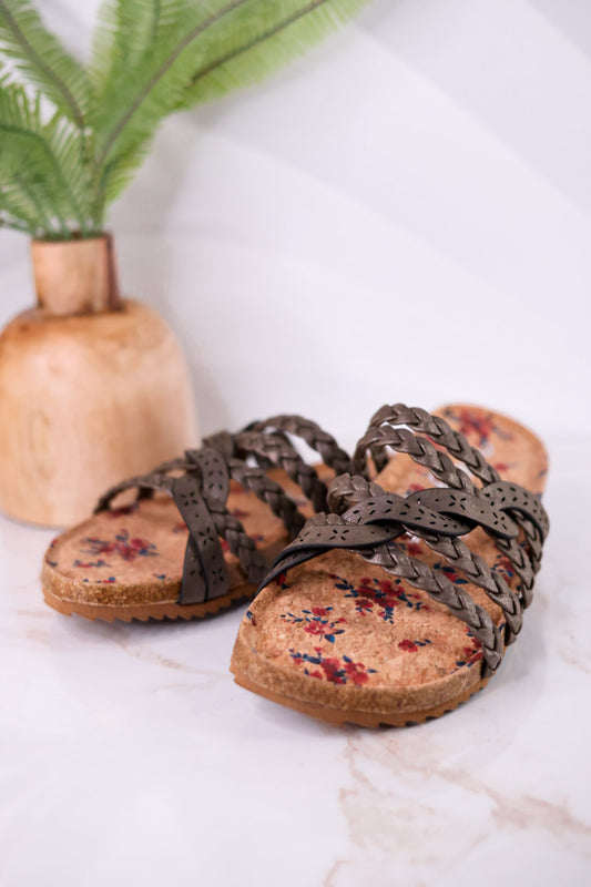 Jade Braided Sandals in Grey