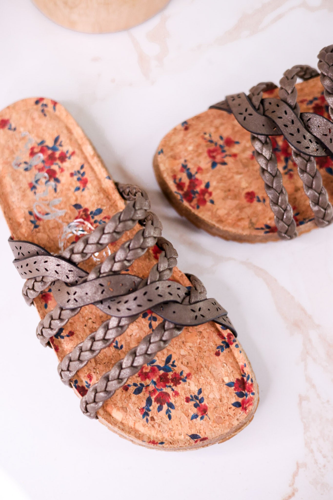 Jade Braided Sandals in Grey