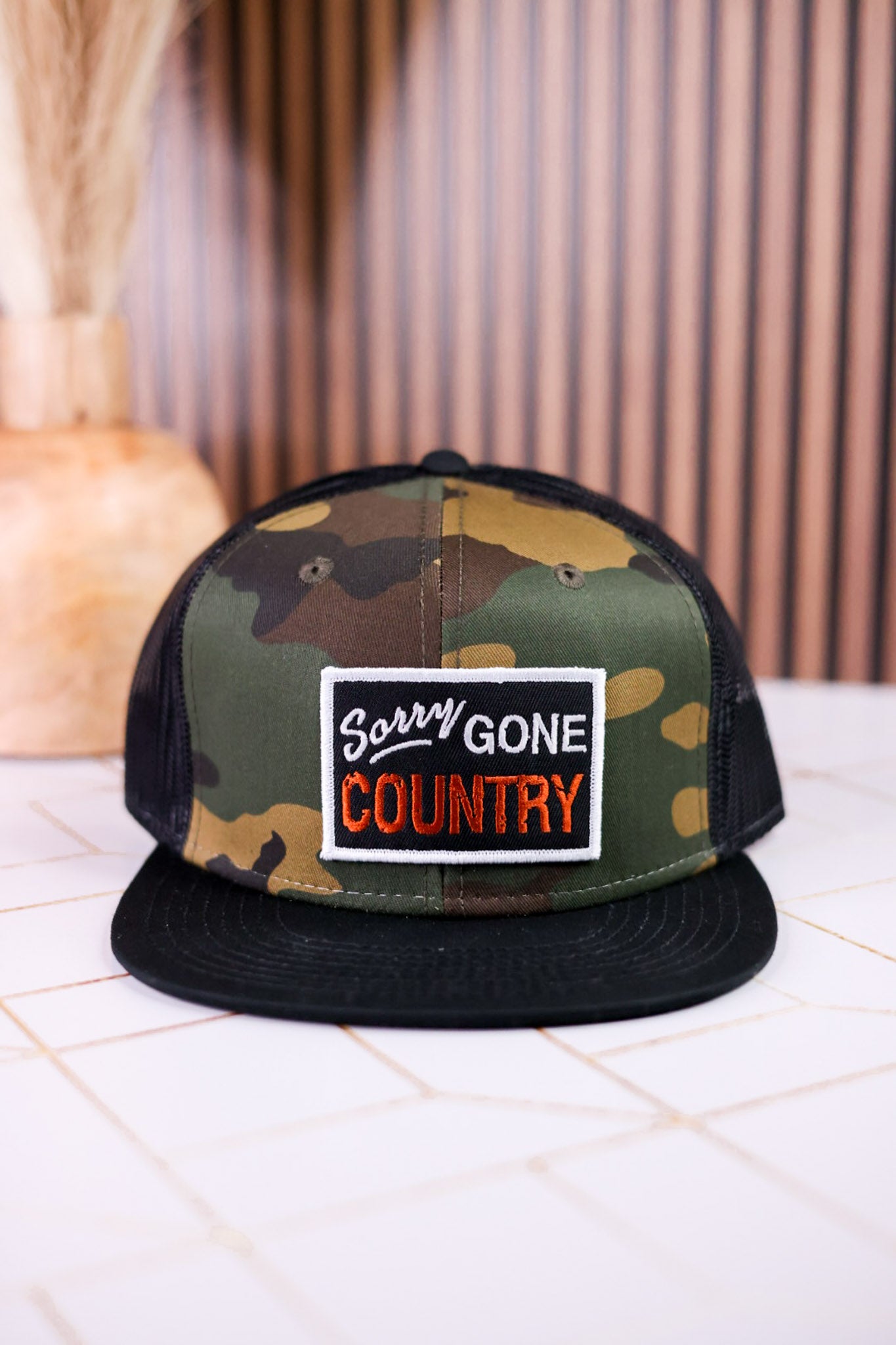 "Sorry Gone Country" Snapback Camo Trucker Hat