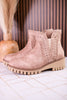 The Aryana Beige Bootie With Whipstitch Detailing