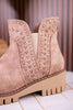 The Aryana Beige Bootie With Whipstitch Detailing