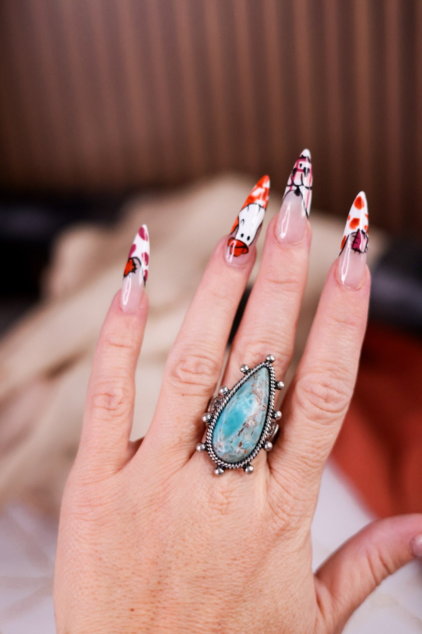 Teardrop Turquoise Stone Stretch Ring