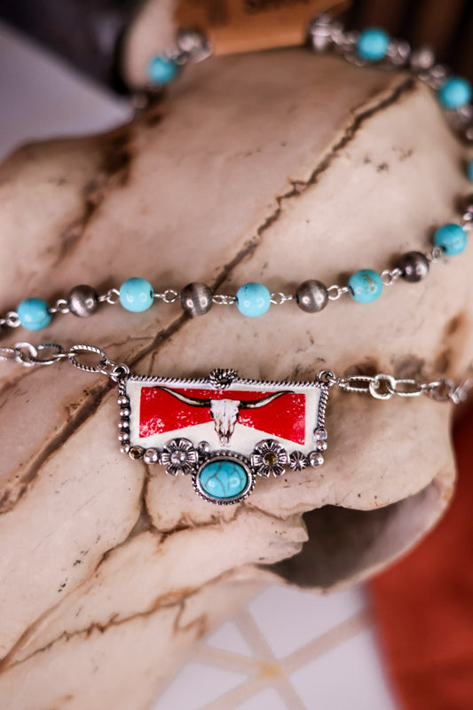 2 Layered Steerhead Pendant Necklace