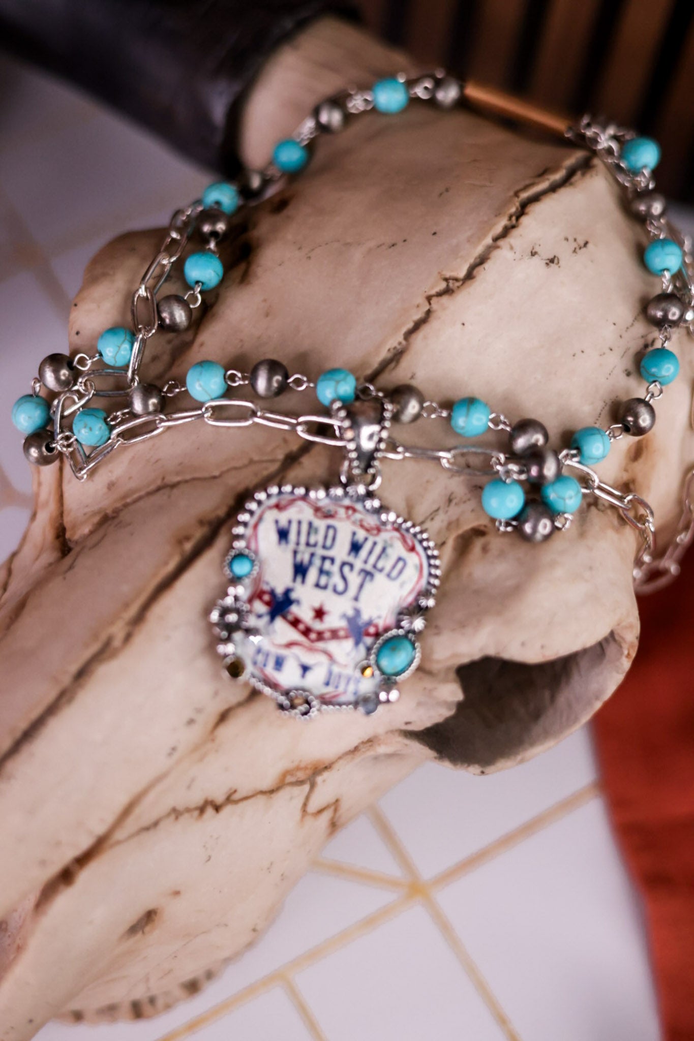 2 Layered Necklace With Wild Wild West Pendant