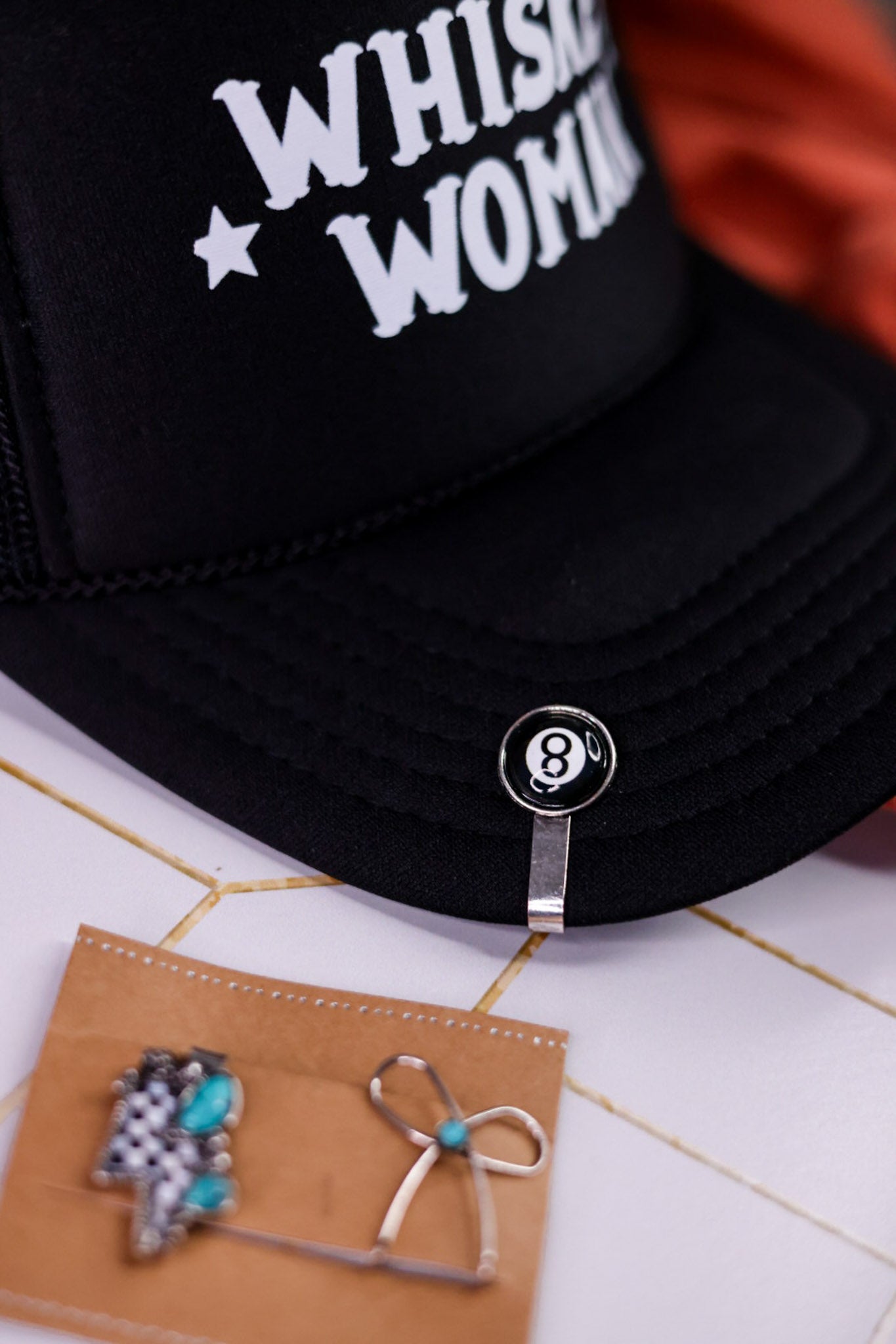 Set of 3 Slip On Hat Charms W/ Lightning Bolt & 8-Ball