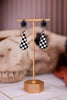 Checkerboard Drop Earrings With Black Concho Accent